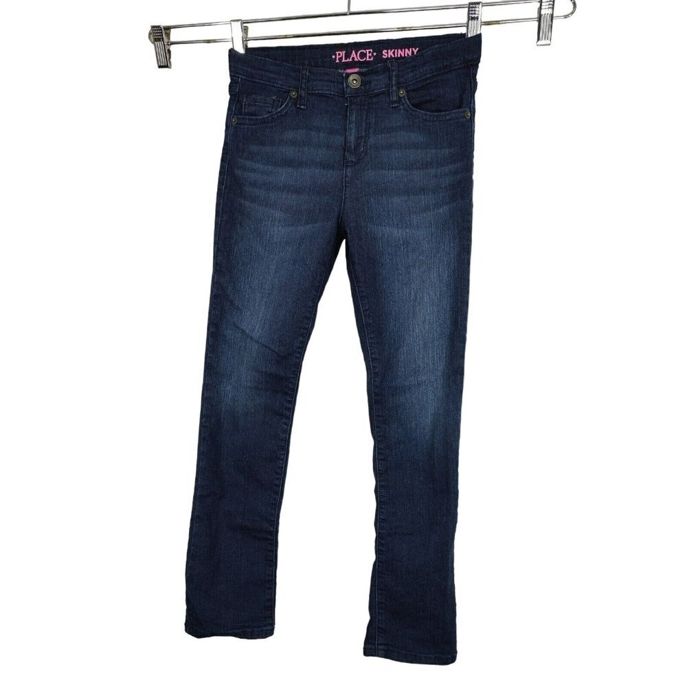 Childrens Place Skinny Jeans Girls Size 10 Blue Dark Wash Adjustable Waist
